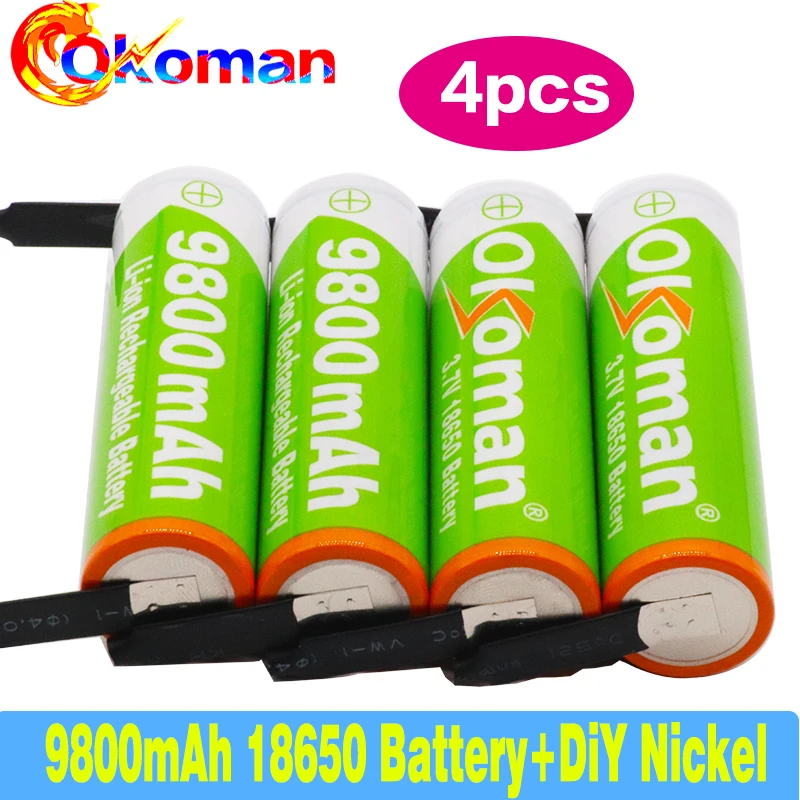 100% Original 3.7 v 9800mah 18650 Lithium Rechargeable Battery For power tool Welding Nickel Sheet batteries pack | Электроника