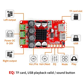 TPA3116 Bluetooth Receiver Amplifier Audio Board Digital U Disk TF Decoding With Remote 2X50W Amplificador
TPA3116 Bluetooth Receiver Amplifier Audio Board Digital U Disk TF Decoding With Remote 2X50W Amplificador
