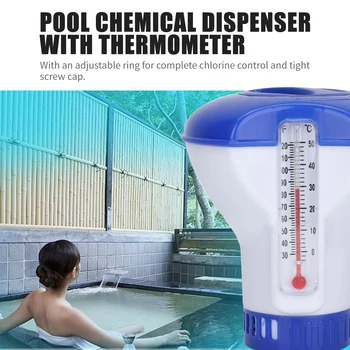 Pool Chemical Dispenser with Thermometer Floating Chlorine Tablets Dispenser Spa Chemical Dispenser for Swimming Pools 
Pool Chemical Dispenser with Thermometer Floating Chlorine Tablets Dispenser Spa Chemical Dispenser for Swimming Pools