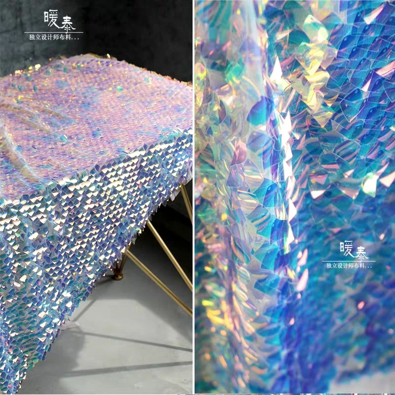 Gradient Iridescent Laser fish scales Sequins Glitter Mesh Gauze Fabric for Props Wedding Decoration Background Party Dress Sew
Gradient Iridescent Laser fish scales Sequins Glitter Mesh Gauze Fabric for Props Wedding Decoration Background Party Dress Sew