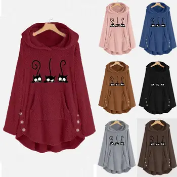 Hoodies Women Fleece Cartoon Cat Embroidery Plus Size Warm Hoodie Top Button Blouse Free Ship толстовка кофта женская Z4
Hoodies Women Fleece Cartoon Cat Embroidery Plus Size Warm Hoodie Top Button Blouse Free Ship толстовка кофта женская Z4