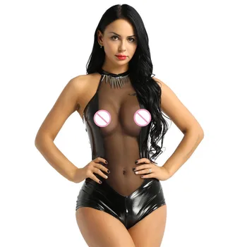 Women Sexy Mesh See Through PU Leather Patchwork Bodysuit One-piece Jumpsuit Backless Leotard Teddy Black 2020 Jumpsuit Clubwear
Women Sexy Mesh See Through PU Leather Patchwork Bodysuit One-piece Jumpsuit Backless Leotard Teddy Black 2020 Jumpsuit Clubwear