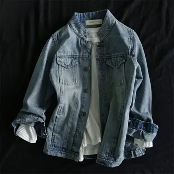2020 Washed Vintage Loose Wild Stand Collar Cotton Denim Jacket Women's Sping Autumn Outerwear Jackets Coat Jeans Jaqueta r15
2020 Washed Vintage Loose Wild Stand Collar Cotton Denim Jacket Women's Sping Autumn Outerwear Jackets Coat Jeans Jaqueta r15