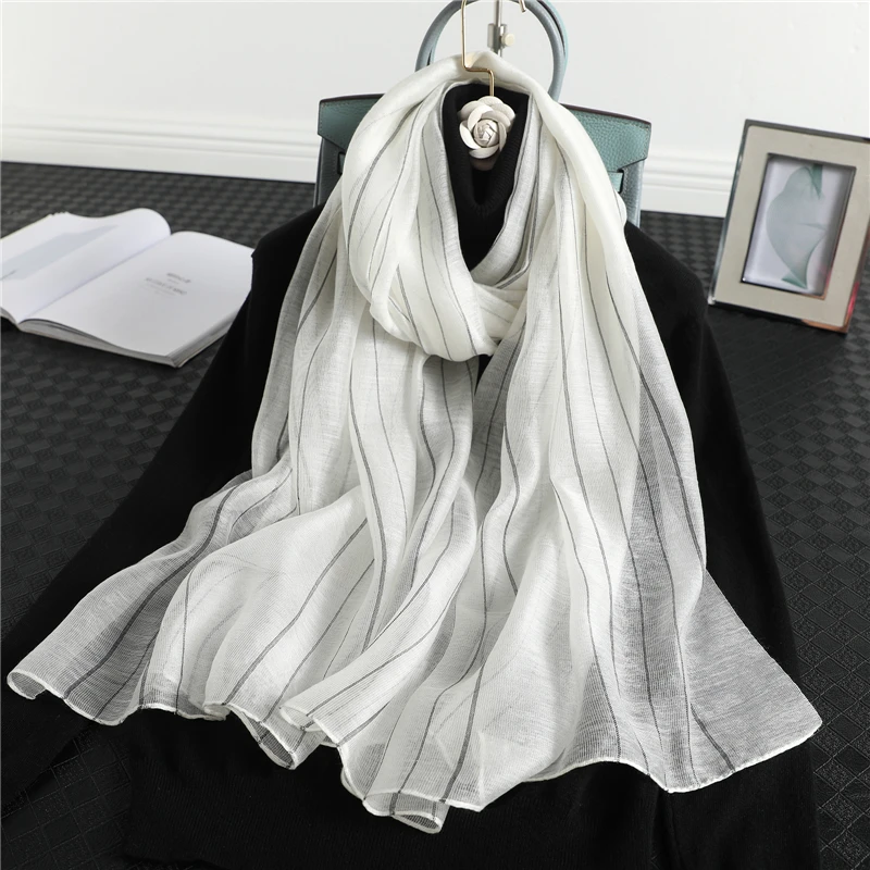 Real Silk Wool Scarf for Women Hijab Design Striped Summer Autumn Foulard Female Pashmina Head Scarves Shawls and Wraps
Real Silk Wool Scarf for Women Hijab Design Striped Summer Autumn Foulard Female Pashmina Head Scarves Shawls and Wraps