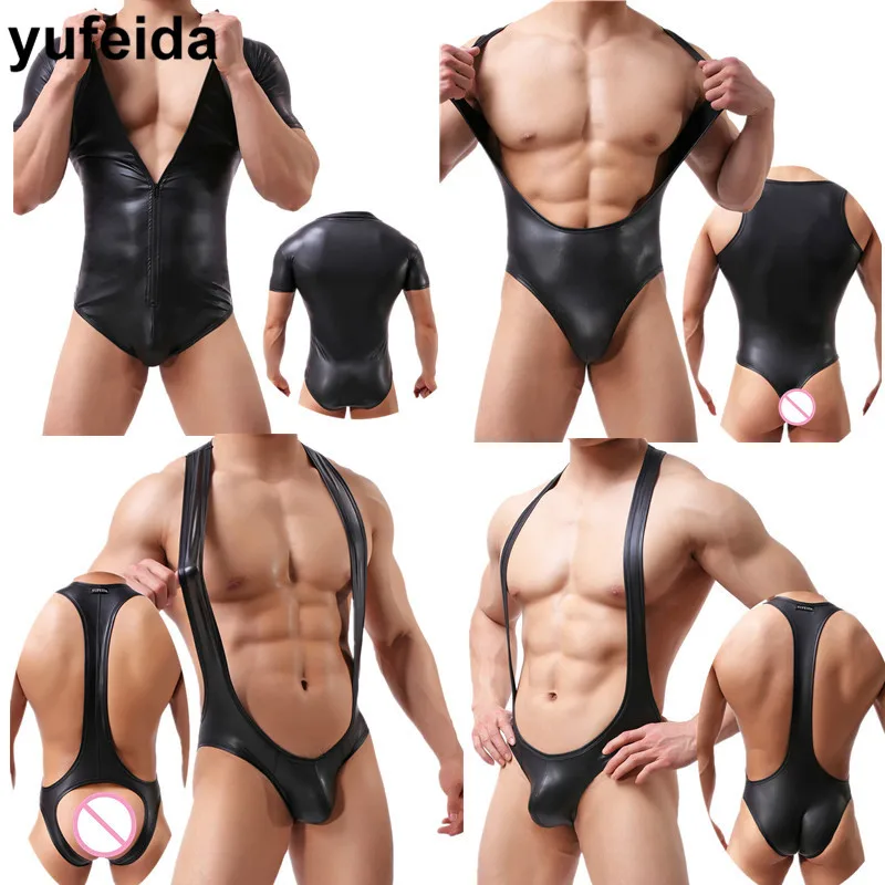 Sexy Men Underwear Faux Leather Bodysuit Leotard Jumpsuits Undershirts Wrestling Singlet Gay Open Butt Thongs Briefs Bulge Pouch
Sexy Men Underwear Faux Leather Bodysuit Leotard Jumpsuits Undershirts Wrestling Singlet Gay Open Butt Thongs Briefs Bulge Pouch