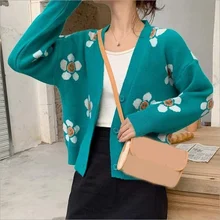 2021 Spring Sweet Flower Knit Cardigans Sweater Women V Neck Loose Elegaht Sweaters Pull Femme Short Casual Coat Argyle Cardigan
2021 Spring Sweet Flower Knit Cardigans Sweater Women V Neck Loose Elegaht Sweaters Pull Femme Short Casual Coat Argyle Cardigan