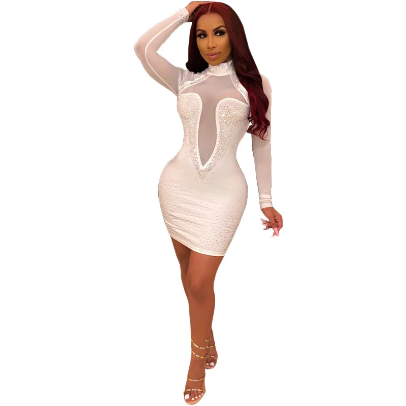 Sexy Mesh See Through Mini Dress Women Long Sleeve Diamond Turtleneck Dress 2019 Evening Party Transparent Short Dresses
Sexy Mesh See Through Mini Dress Women Long Sleeve Diamond Turtleneck Dress 2019 Evening Party Transparent Short Dresses