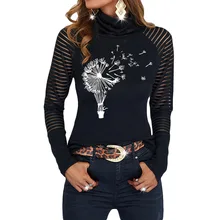 Women Dandelion Print Long Sleeve Pullover Half High Collar Mesh Patchwork Casual T Shirts Ladies Female Tees Soft Streetwear
Women Dandelion Print Long Sleeve Pullover Half High Collar Mesh Patchwork Casual T Shirts Ladies Female Tees Soft Streetwear