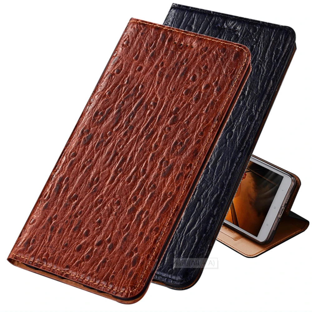 Ostrich Grain Genuine Leather Magnetic Lock Phone Case For OPPO A9 2020/OPPO A5 A92S/OPPO A92/OPPO A91 Holster | Мобильные телефоны