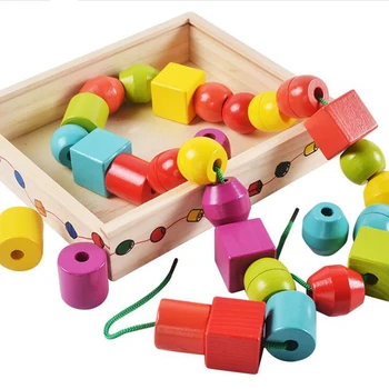 New Arrival Wooden Block Educational Toys Geometric Assembling Blocks 30Pcs String Shape Beads Sequencing Box Color Geometrical
New Arrival Wooden Block Educational Toys Geometric Assembling Blocks 30Pcs String Shape Beads Sequencing Box Color Geometrical