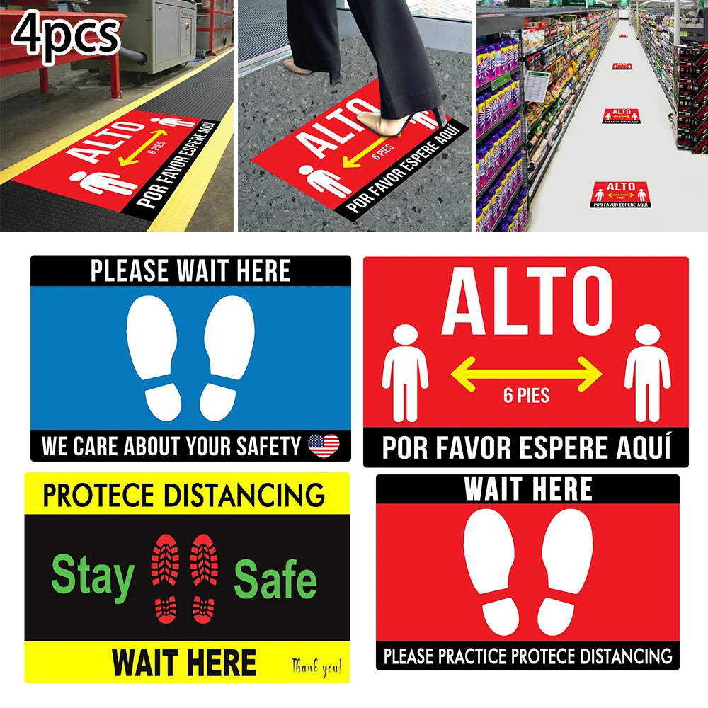 4Pcs/set Waterproof Social Distancing Stickers For Shop Floor Decals Designs Tips For Keeping A Safe Distance
4Pcs/set Waterproof Social Distancing Stickers For Shop Floor Decals Designs Tips For Keeping A Safe Distance