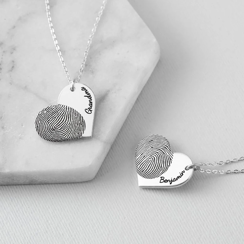 FYW Fingerprint Heart Necklace Silver Golden Necklace Custom Name Heart Shaped Pendant Nacklaces Best Brithday Gift For Her
FYW Fingerprint Heart Necklace Silver Golden Necklace Custom Name Heart Shaped Pendant Nacklaces Best Brithday Gift For Her
