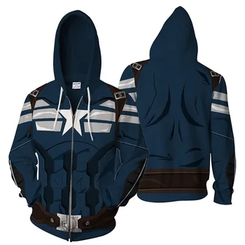 Captain America Costumes Fashion Women men 3D Print Captain America Hoodies Sweatshirts Zip Up Super Hero hooded Jacket 
Captain America Costumes Fashion Women men 3D Print Captain America Hoodies Sweatshirts Zip Up Super Hero hooded Jacket