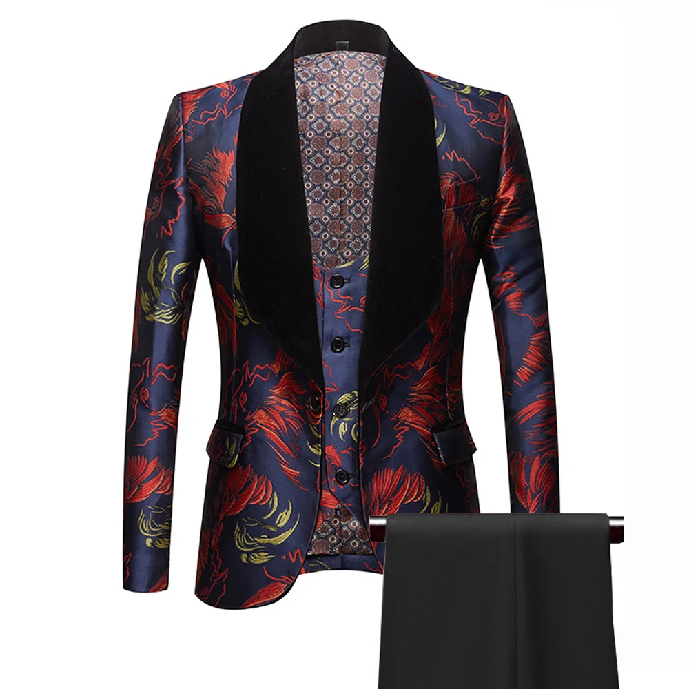 Floral Printed Suits for Men Slim Fit Prom Party Wedding Groom Best Man Suits Tuxedo Velvet Lapel Jacket Vest Pants 3 Piece Set
Floral Printed Suits for Men Slim Fit Prom Party Wedding Groom Best Man Suits Tuxedo Velvet Lapel Jacket Vest Pants 3 Piece Set
