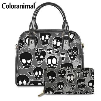 Coloranimal Gothic Skull Cartoon Pattern Women Tote Shoulder Bag PU Leather Ladies Messenger Bag 2Pcs/Set Crossbody Bag&Wallet
Coloranimal Gothic Skull Cartoon Pattern Women Tote Shoulder Bag PU Leather Ladies Messenger Bag 2Pcs/Set Crossbody Bag&Wallet