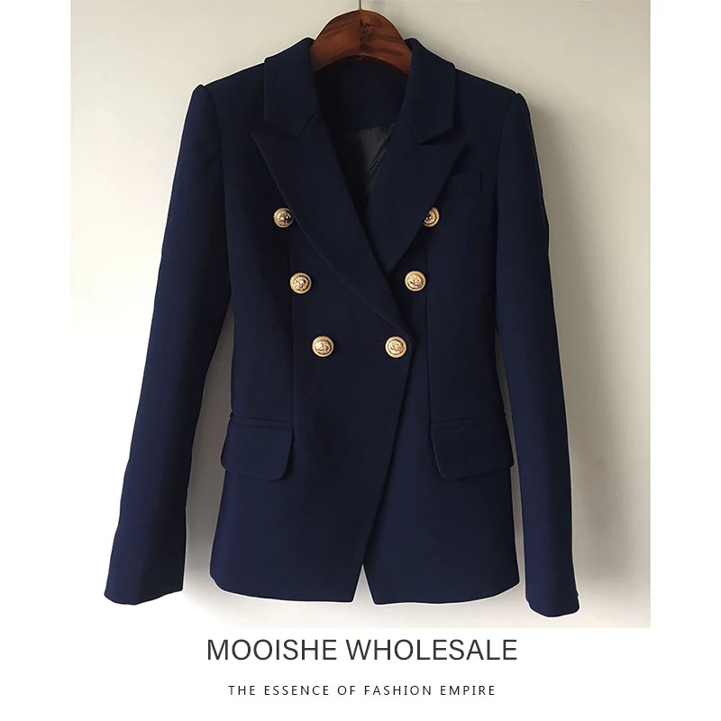 2019 Models Women Blazer Jacket Metal Lion Buckle Double-breasted Small Suit Dark Blue
2019 Models Women Blazer Jacket Metal Lion Buckle Double-breasted Small Suit Dark Blue