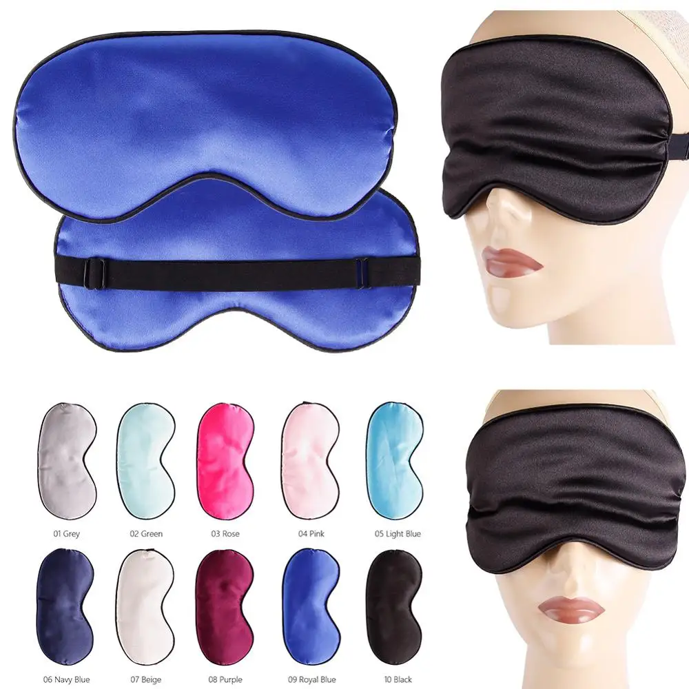 

1Pc New Pure Silk Sleep Rest Eye Mask Padded Shade Cover Travel Relax Aid Blindfolds Eye Aid Blinder Sleeping Aid Soft Eye Mask