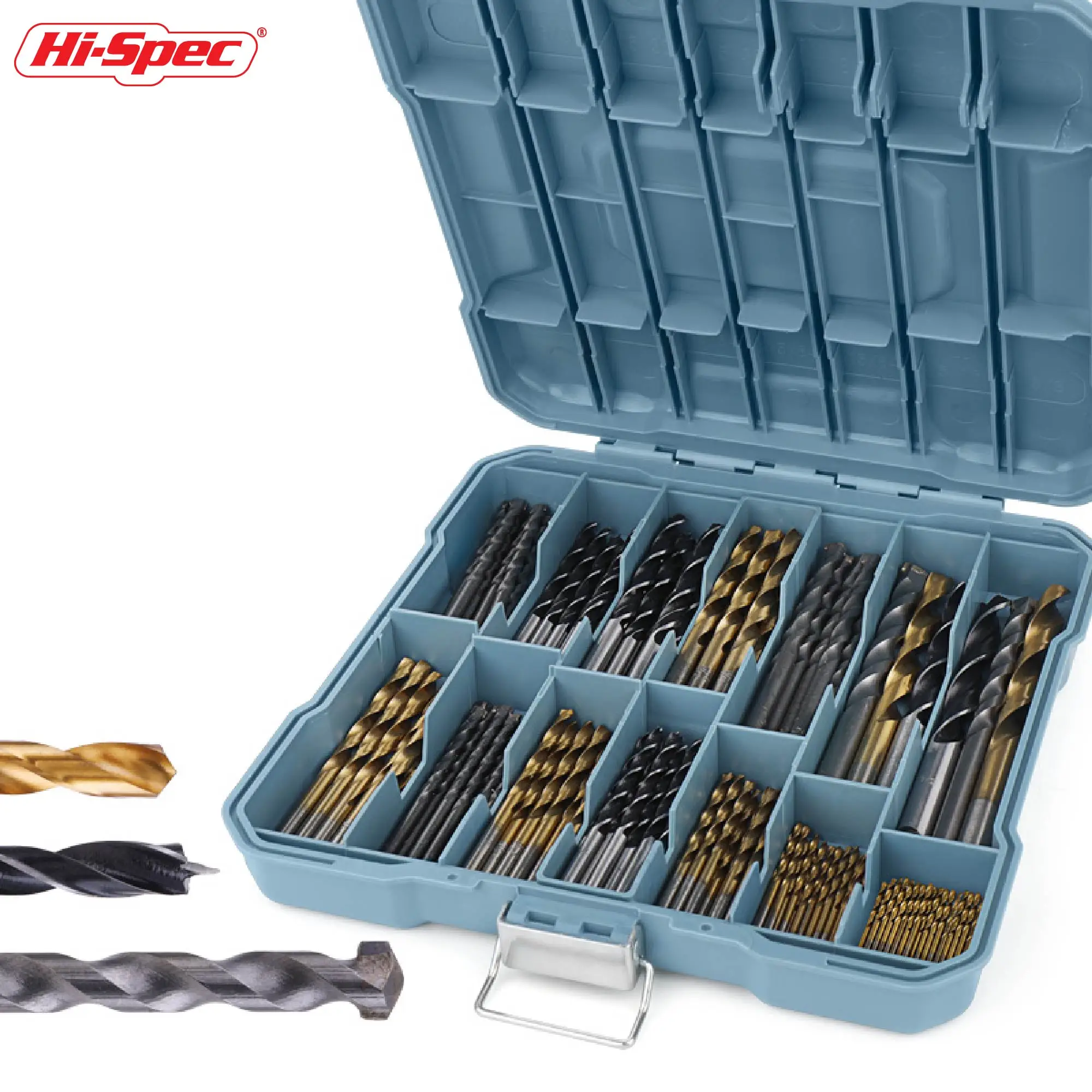 Hi-Spec 130 Mixed Drill Bit Set Box Titanium High Steel Masonry Bits for Hard Metal Wood Woodworker in Plastic Case | Инструменты