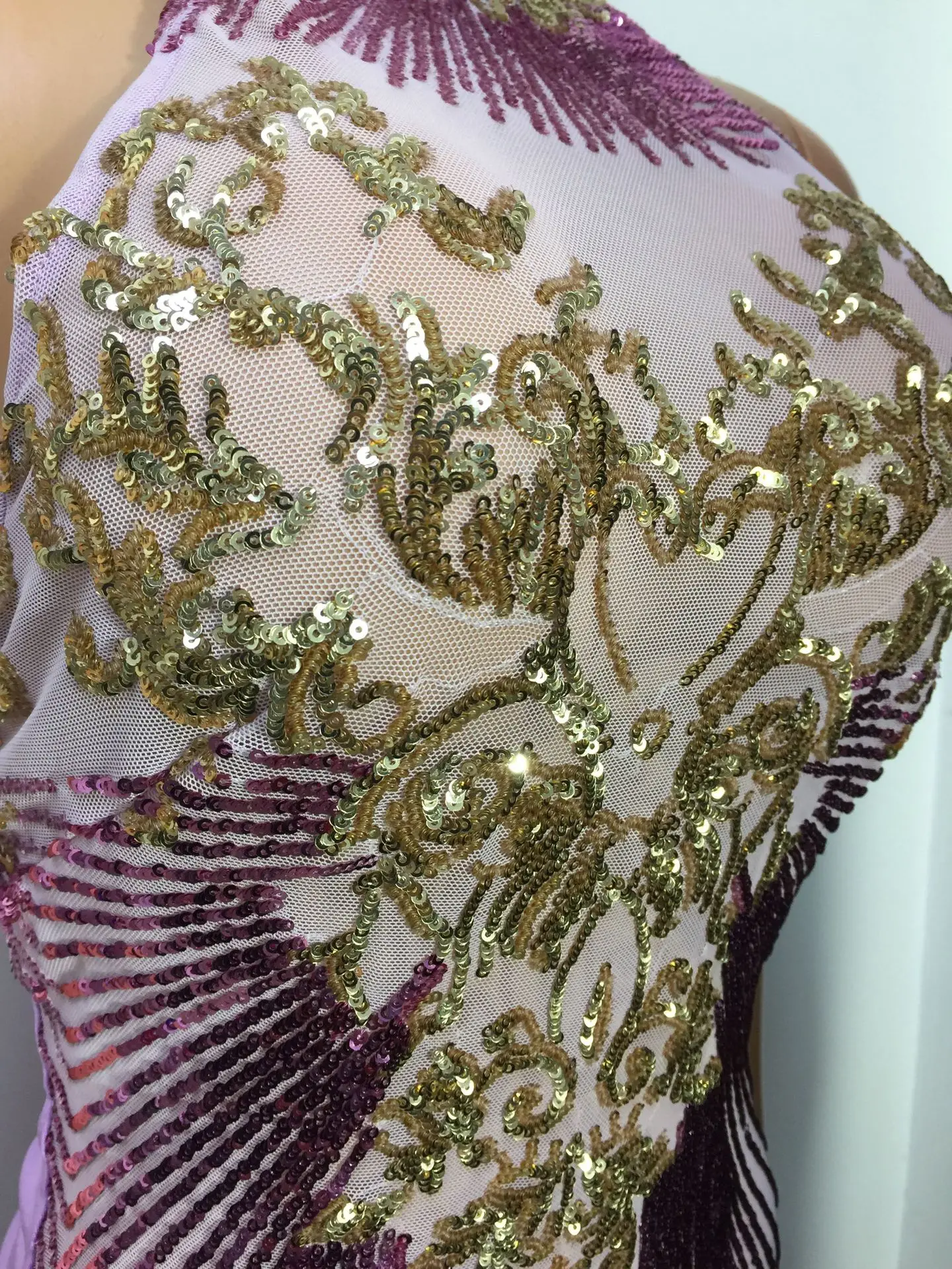 Sexy Sleeveless Backless See Through Halter Mini Dress Celebrity Bodycon Package Hip Gold Print Sequins Purple Female Dresses