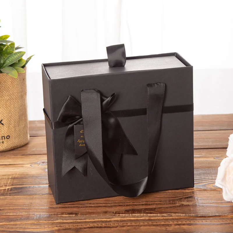 Kraft Paper Packaging Gift Box Bag With Handles For Valentine's Day Weddings Bowknot Jewelry Packaging Box Handmade Soap Box