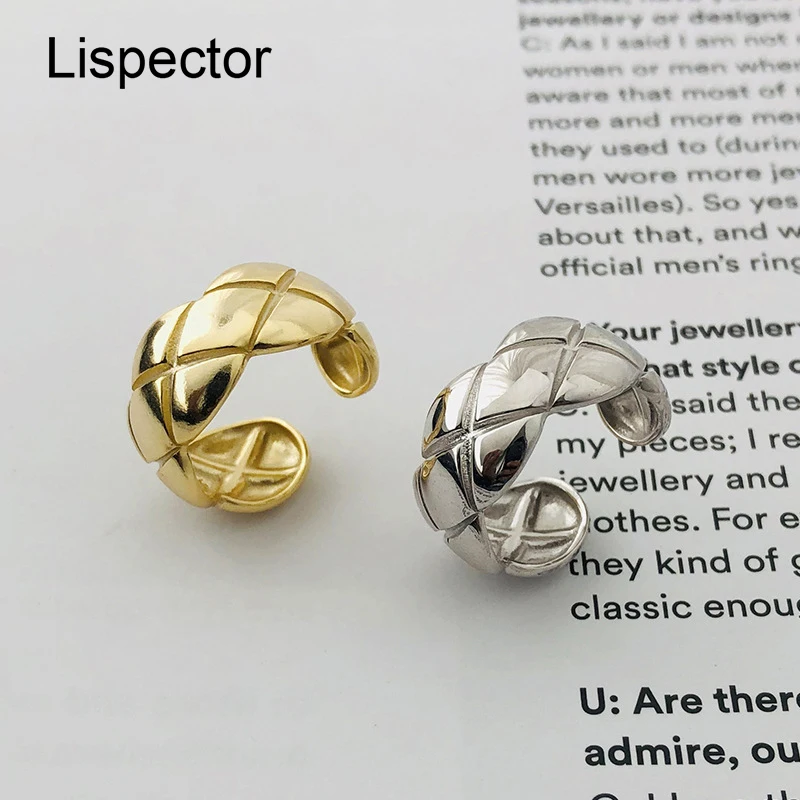 Lispector 925 Sterling Silver Korean Crossed Concave Rhombus Pattern Rings Simple Wide Wrap Party Club Ring Unisex Jewelry Gifts
Lispector 925 Sterling Silver Korean Crossed Concave Rhombus Pattern Rings Simple Wide Wrap Party Club Ring Unisex Jewelry Gifts