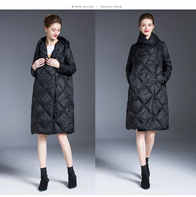 Womens Down Jacket for Women Winter 2020 Light Down Coats Long Warm Puffer Jacket Clothing Hooded Parka Female Loose outerwear