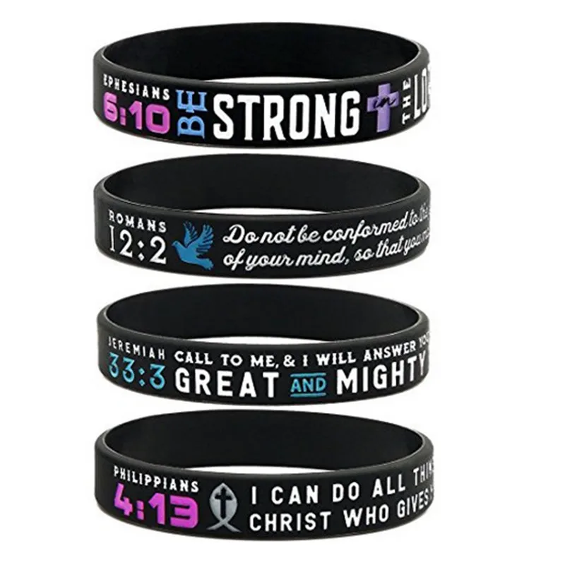 1PCS Power of Faith Bible Verse Christian Religious EPHESIANS ROMANS JEREMIAH PHILIPPIANS silicone bracelet wristband
1PCS Power of Faith Bible Verse Christian Religious EPHESIANS ROMANS JEREMIAH PHILIPPIANS silicone bracelet wristband