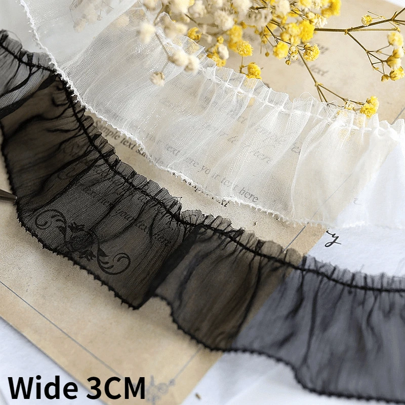 3CM Wide White Black Chiffon Pleated Fabric Fringe Ribbon Eyelash Edges Trim Dolls Clothes Dress Guipure DIY Crafts Sewing Decor
3CM Wide White Black Chiffon Pleated Fabric Fringe Ribbon Eyelash Edges Trim Dolls Clothes Dress Guipure DIY Crafts Sewing Decor