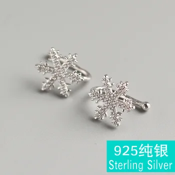 

Fashion popular S925 sterling silver Japan and South Korea ladies pierced inlaid zirconium snowflake earrings sweet flowers gift