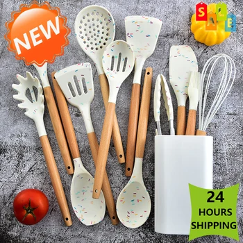 Kitchen Silicone Kitchenware Set Nonstick Spatula Spatula Wooden Handle Cookware Kitchen Utensils With Storage Box Kitchen Tools
Kitchen Silicone Kitchenware Set Nonstick Spatula Spatula Wooden Handle Cookware Kitchen Utensils With Storage Box Kitchen Tools