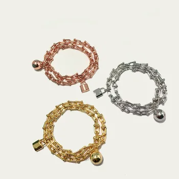 Luxury Brand Strong Statement FashionLetter U - shaped chain lock round ball pendant double loop winding bracelet For women
Luxury Brand Strong Statement FashionLetter U - shaped chain lock round ball pendant double loop winding bracelet For women
