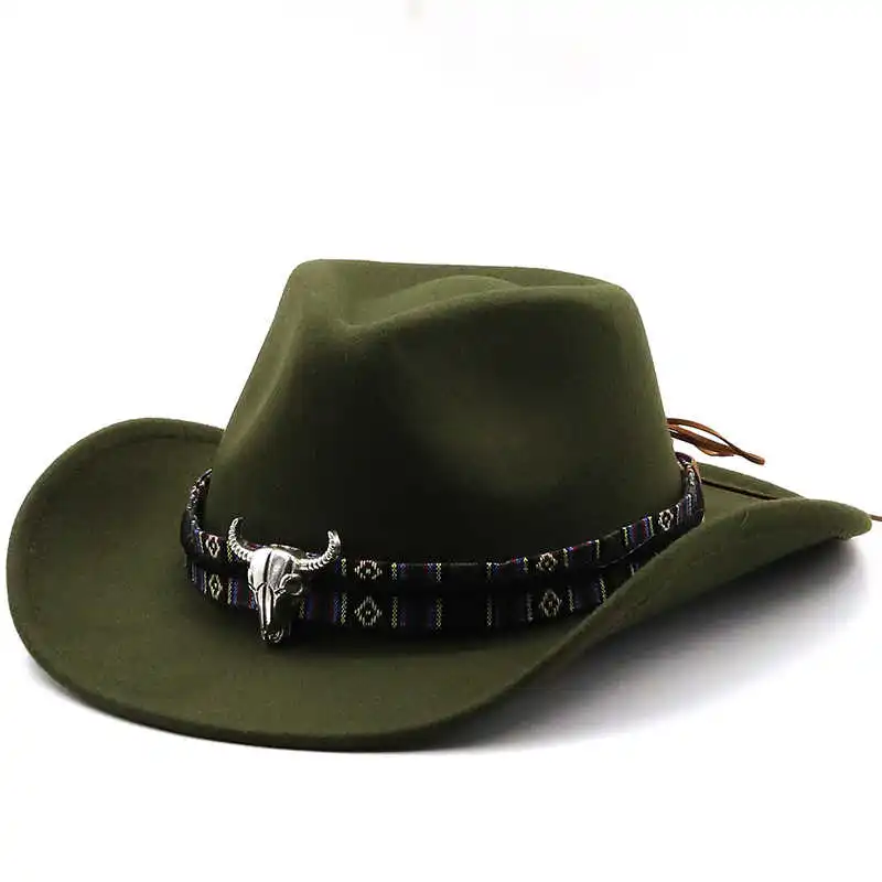 

New Winter Retro Women's Men's Wool Western Cowboy Hat Fashion Wide Brim Gentleman Jazz Bowler Cap Sombrero Cap