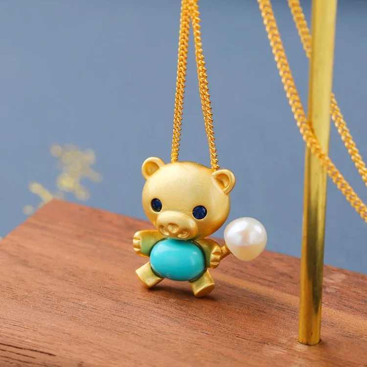 CMajor S925 Sterling Silver Gemstone Jewelry Temperament Sweet and Romantic Bear Shape Turquoise Pendant Necklace for Women
CMajor S925 Sterling Silver Gemstone Jewelry Temperament Sweet and Romantic Bear Shape Turquoise Pendant Necklace for Women