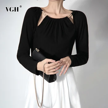 VGH Casual Patchwork Black T Shirt For Women O Neck Long Sleeve Hollow Out Loose Tops Female Fashion New Clothing 2020 Autumn
VGH Casual Patchwork Black T Shirt For Women O Neck Long Sleeve Hollow Out Loose Tops Female Fashion New Clothing 2020 Autumn