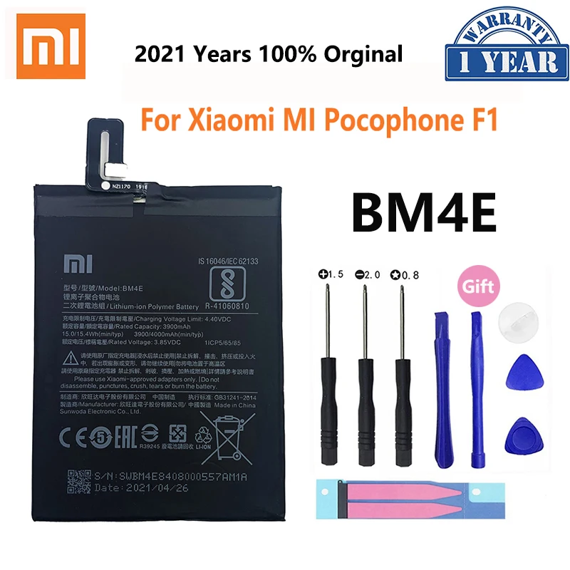 100% оригинальный сменный аккумулятор Xiao mi BM4E для Xiaomi MI Pocophone Poco F1 Оригинальный