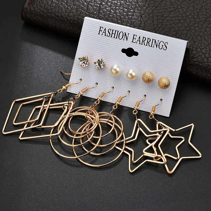 6 Pair/Set Creative New Style Stud Earrings Sets Gold Color Imitation Pearl Pentagram Big Circle Womens Earrings In Jewelry Gift
6 Pair/Set Creative New Style Stud Earrings Sets Gold Color Imitation Pearl Pentagram Big Circle Womens Earrings In Jewelry Gift