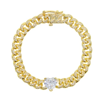 new heart Cuban chain bracelet with Gold color cz paved heart charm Hip Hop Fashion Punk braclet bangle Jewelry for lady women
new heart Cuban chain bracelet with Gold color cz paved heart charm Hip Hop Fashion Punk braclet bangle Jewelry for lady women