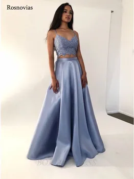 Gray Blue Two Pieces Prom Dresses 2020 Spaghetti Straps Appliques Evening Party Dresses Formal Gowns Vestido de festa Customized
Gray Blue Two Pieces Prom Dresses 2020 Spaghetti Straps Appliques Evening Party Dresses Formal Gowns Vestido de festa Customized