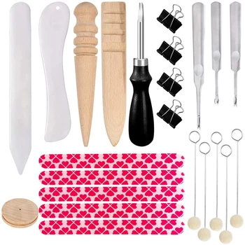 LMDZ 23 PCS Leather Edge Beveler with Leather Skiving Tools, Wool Daubers, Sanding Strip, Clips, Wood Leathercraft Edge Slicker
LMDZ 23 PCS Leather Edge Beveler with Leather Skiving Tools, Wool Daubers, Sanding Strip, Clips, Wood Leathercraft Edge Slicker