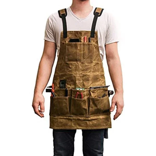 Hot Waxed Canvas apron oil wax cloth Multiple pockets with tools Senior Shoulders Chef apron for BBQ Men waterproof cooking logo
Hot Waxed Canvas apron oil wax cloth Multiple pockets with tools Senior Shoulders Chef apron for BBQ Men waterproof cooking logo