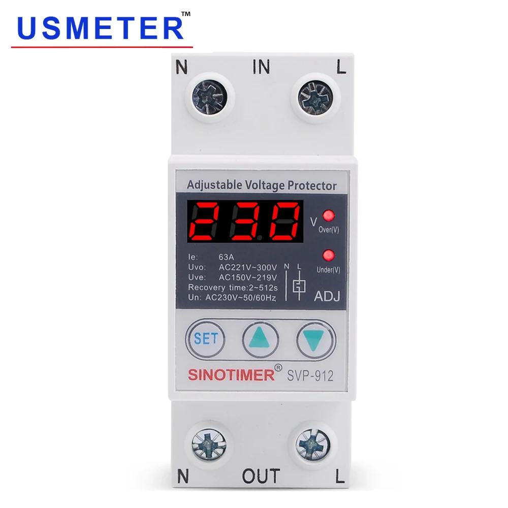SVP-912 63A DIN Rail Adjustable Automatic Reconnect Protection House Surge Protector Protective Over Voltage Protection Relay
SVP-912 63A DIN Rail Adjustable Automatic Reconnect Protection House Surge Protector Protective Over Voltage Protection Relay