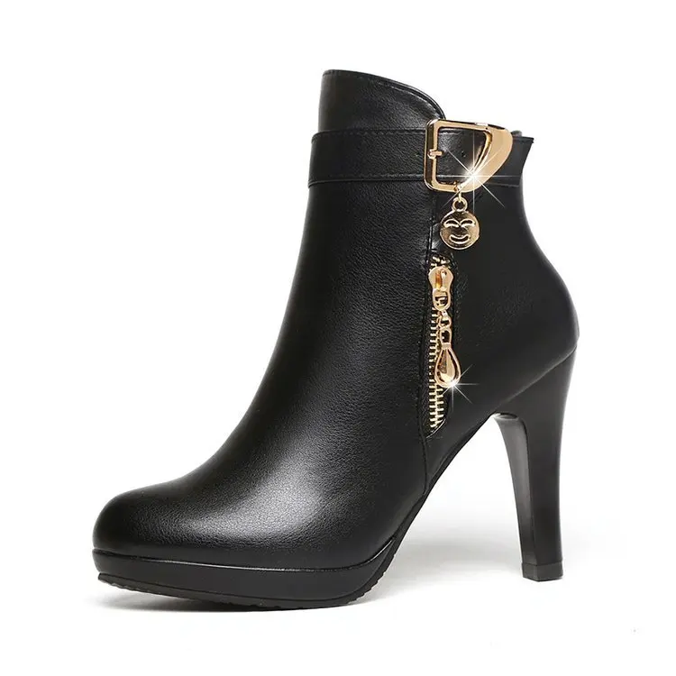 Winter 2020 thin heel round head high heel short boots black all-match waterproof table velvet Martin boots
Winter 2020 thin heel round head high heel short boots black all-match waterproof table velvet Martin boots