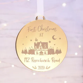 Customized First Christmas Ornament Wreath Bauble Baby 1st Xmas Engraved Mirror Gold Tree Decorations Hanging New House Gift 
Customized First Christmas Ornament Wreath Bauble Baby 1st Xmas Engraved Mirror Gold Tree Decorations Hanging New House Gift