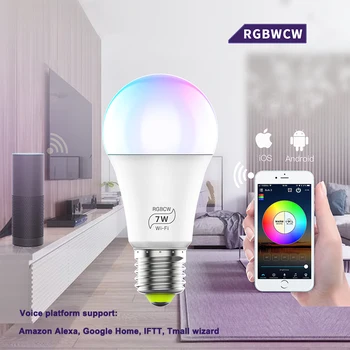 Wi-Fi Dimmable E27 RGB LED Smart Bulb 7W Magic Lamp RGB Smart Lamp Sound Control LED Change Color Light Smart Bulb
Wi-Fi Dimmable E27 RGB LED Smart Bulb 7W Magic Lamp RGB Smart Lamp Sound Control LED Change Color Light Smart Bulb