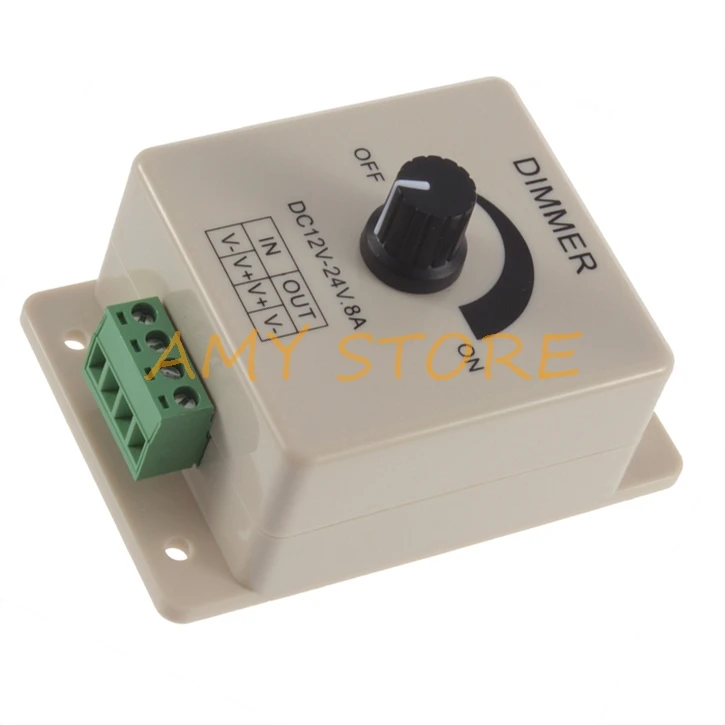 PWM Dimmer Adjustable Switch Dimming Brightness Controller for Single Color LED Ribbon Strip DC 12-24V 8A
PWM Dimmer Adjustable Switch Dimming Brightness Controller for Single Color LED Ribbon Strip DC 12-24V 8A