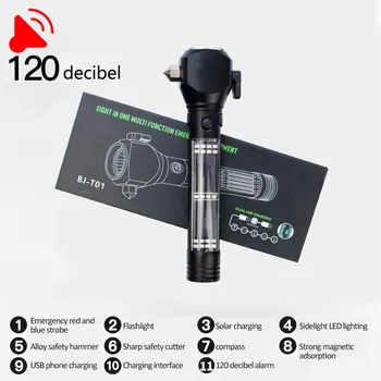 10 In1 Solar Power LED Flashlight Safety Hammer Torch Light Work Light Compass Alarm System USB Charger Car Accessories
10 In1 Solar Power LED Flashlight Safety Hammer Torch Light Work Light Compass Alarm System USB Charger Car Accessories