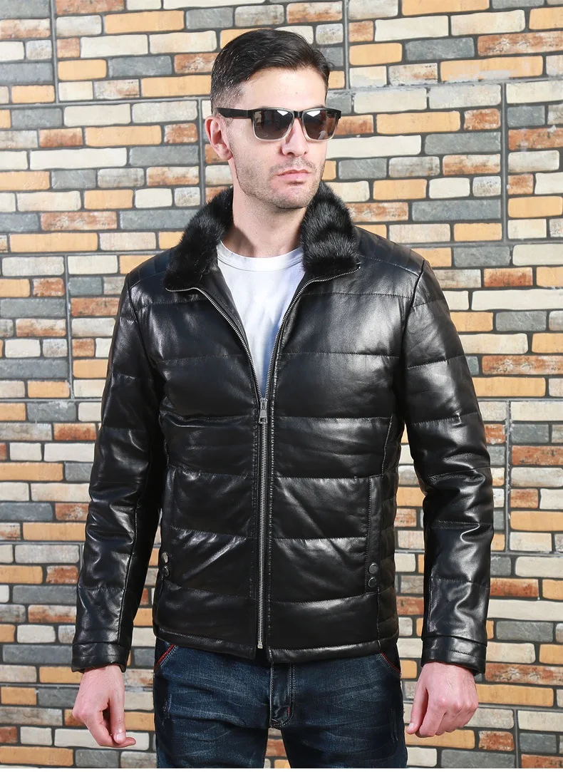 shipping.Mens winter Free warm genuine leather jacket.20% white duck down coat.quality soft real leather clothes.Mink Collar
shipping.Mens winter Free warm genuine leather jacket.20% white duck down coat.quality soft real leather clothes.Mink Collar