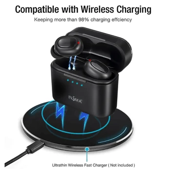 INSMA AirBuds with QI Charging Case Mini TWS Earphone bluetooth 5.0 Earbuds Hi-Fi Stereo Wireless Headset Black
INSMA AirBuds with QI Charging Case Mini TWS Earphone bluetooth 5.0 Earbuds Hi-Fi Stereo Wireless Headset Black