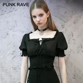PUNK RAVE Girl's Solid Square Collar Ruched Fitted Crop Tops Gothic Daily Women Sexy Black Short Shirt
PUNK RAVE Girl's Solid Square Collar Ruched Fitted Crop Tops Gothic Daily Women Sexy Black Short Shirt