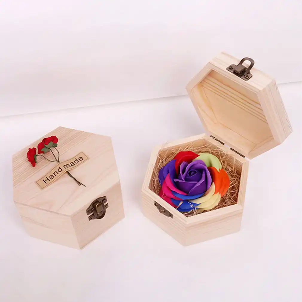 soap flowers rose gift hexagon box for birthday girlfriends